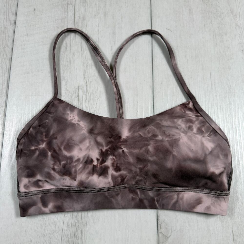Lululemon Women's 4 Flow Y Bra Pink Tie Dye Running Yoga Pilates